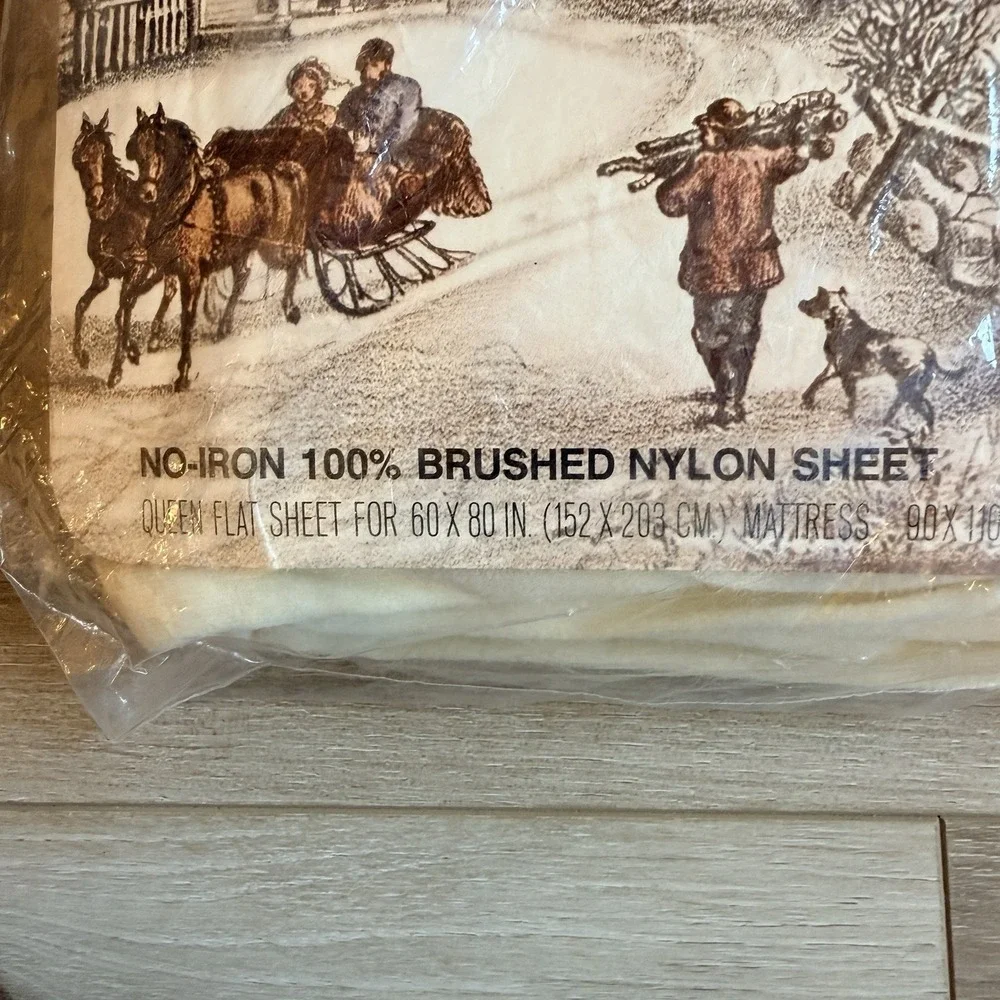 Snugnalure Vintage SpringMaid Flat Sheet Queen Size Cream